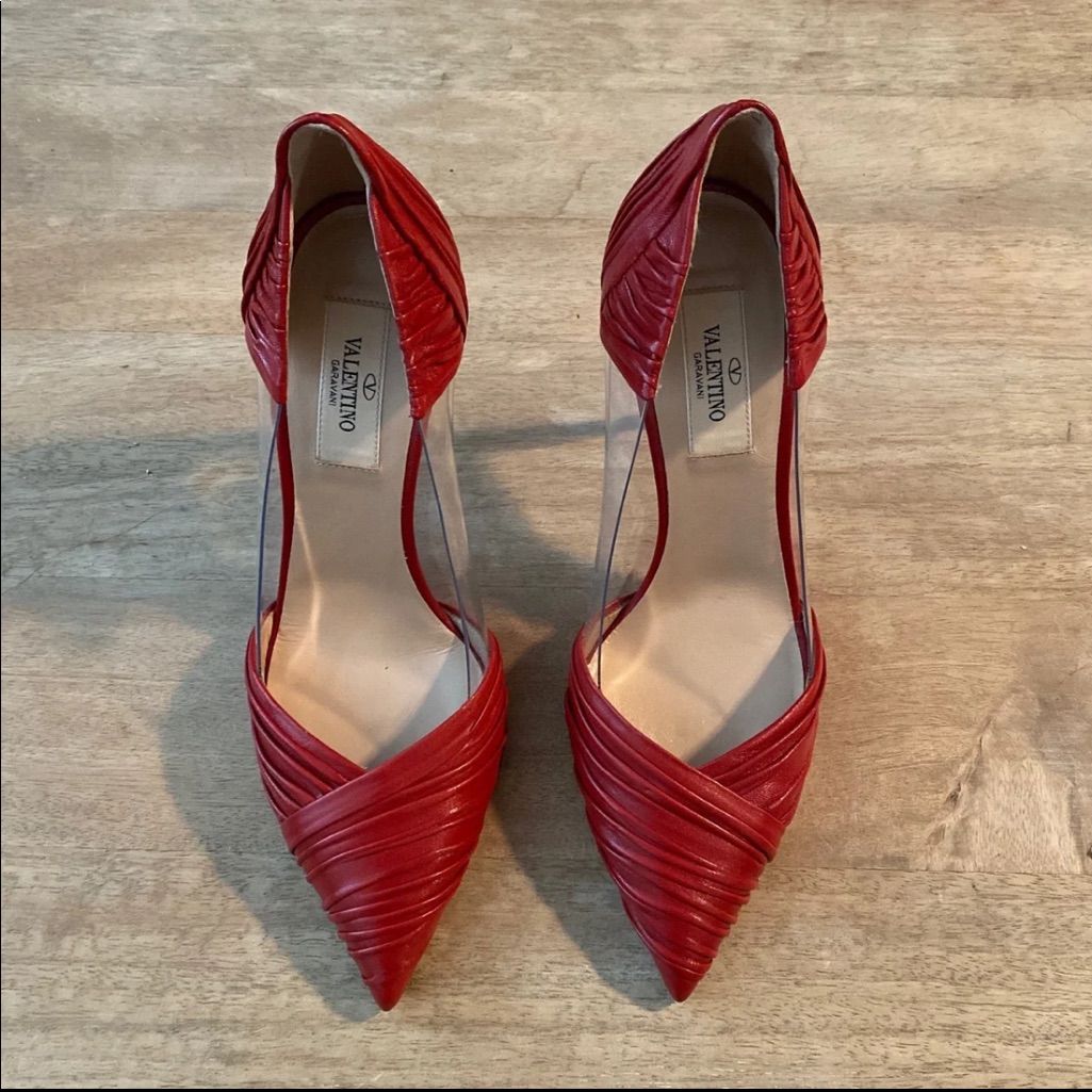 Nib Valentino Clear-Sided Red Pumps (37)
